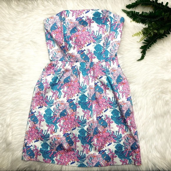 Vineyard Vines Ocean Life Strapless Dress 2 - Picture 1 of 3